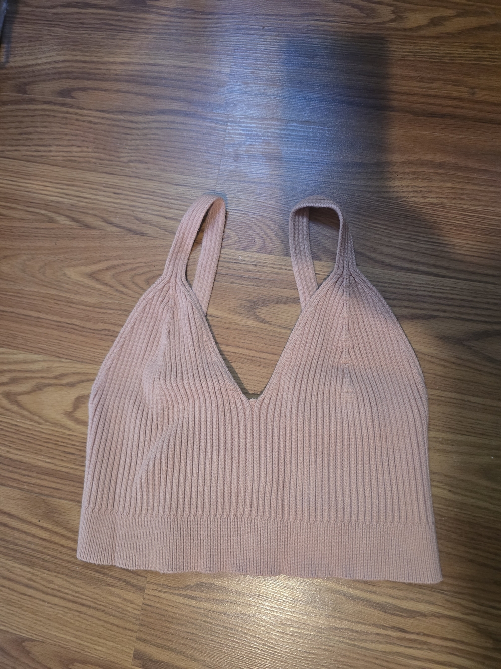 Ribbed V-Neck Knit Crop Tank Top - Blush Zenana Brand